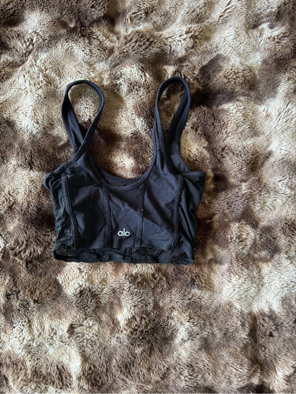 ALO Yoga Black Stretch Low-Impact Sports Bra with Crossback Straps